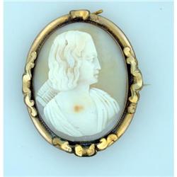 Antique Natural Shell Cameo 15k Y Gold Pin #2327567