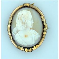 Antique Natural Shell Cameo 15k Y Gold Pin #2327567