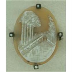 English Landscape Shell Cameo 15k Y Gold Pin  #2327568