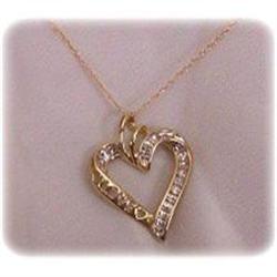 Estate10K Gold & Diamond Love Heart Pendant #2327584