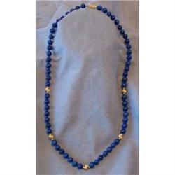 Estate 20" Lapis W/Gold Accent Bead Strand #2327586