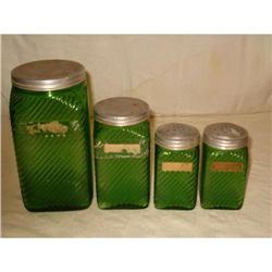 canister-hoosier pantry jars (4) forest green #2327587