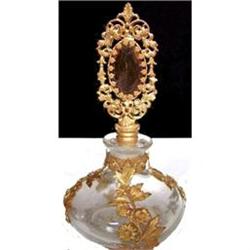 Glass Jeweled Ormolu & Crystal Perfume Bottle #2327823