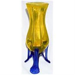 Topaz & Blue Art Deco Glass Rocket Vase #2327868