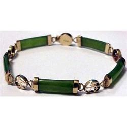 Vintage jade bracelet, 14K yellow gold #2327971