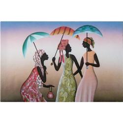 MIXED MEDIA PAINTING OF 3 HAITIAN LADIES W/ #2328041