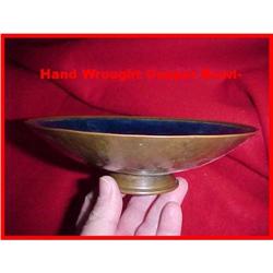 Antique Hand Wrought Cobalt Enamel Copper Bowl #2328107