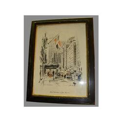 1950's Lower Park Avenue Lithograph Litho Ave #2328302