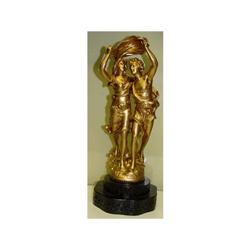 Gilt Metal Statue Sculpture Male Female Lovers #2328303