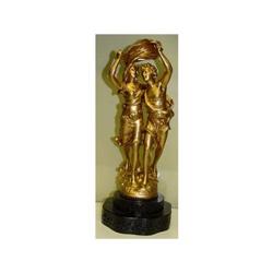 Gilt Metal Statue Sculpture Male Female Lovers #2328303