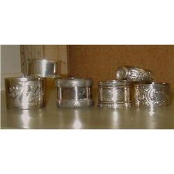 6 Art Nouveau Art Deco Silver Napkin Rings #2328344