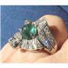 Image 1 : Retro diamond & emerald ladies ring #2340034