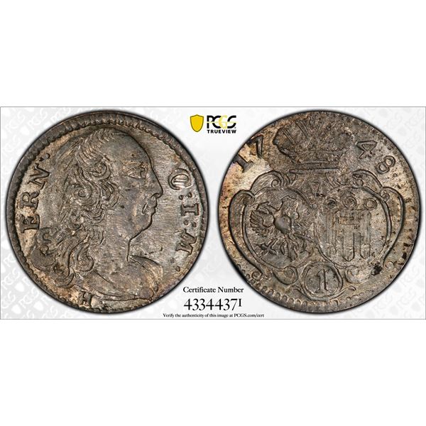 MONTFORT: Ernst, 1730-1758, AR kreuzer, 1748, PCGS graded MS63
