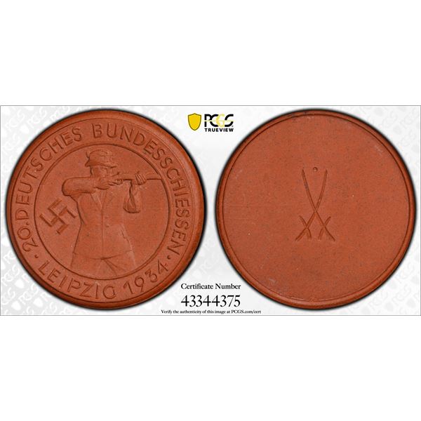 GERMANY: Third Reich, brown porcelain medal, 1934, PCGS graded MS65