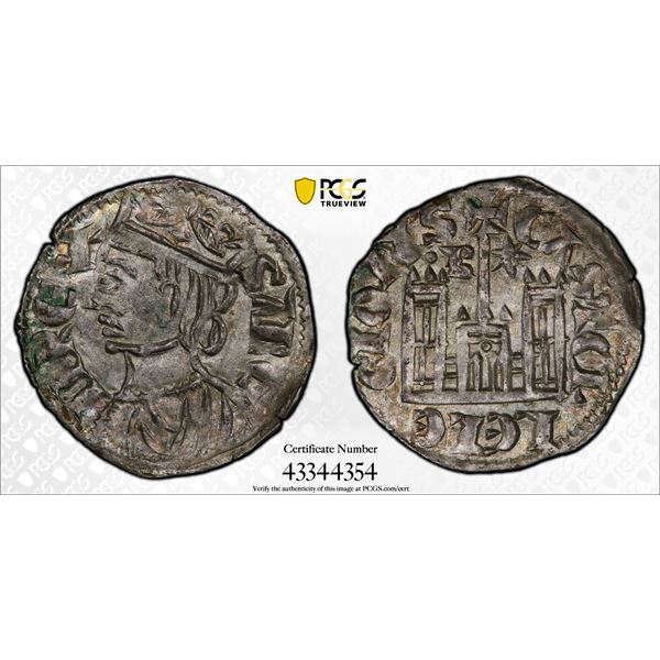 SPAIN: Sancho IV, 1284-1295, BI cornado (0.77g), Burgos, PCGS graded MS62