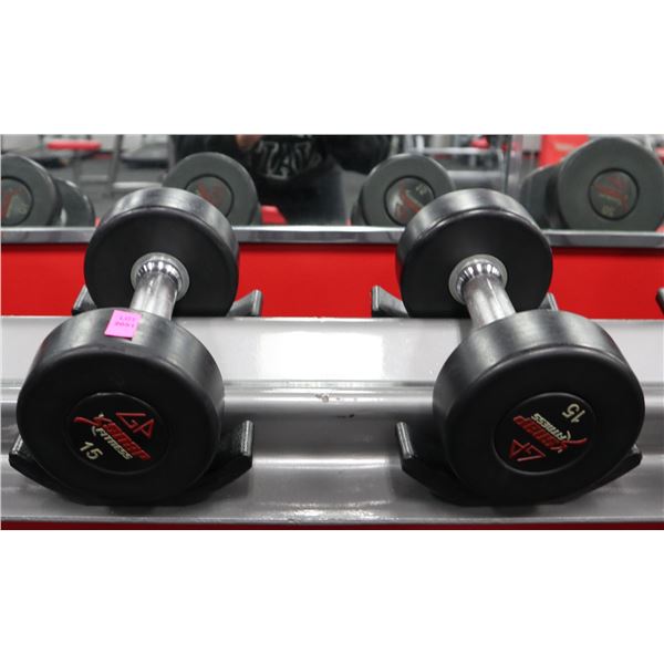 PAIR OF 15LB SNAP FITNESS DUMBBELLS
