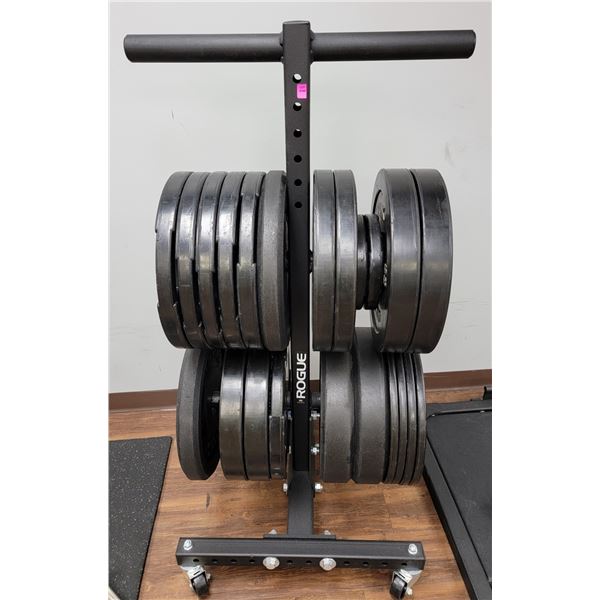 ROGUE ROLLING FREE WEIGHT STAND WITH FREE WEIGHTS