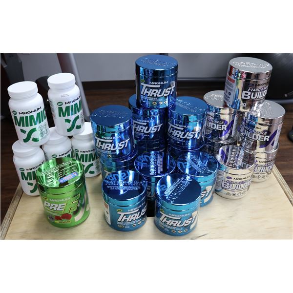 LARGE TOTE OF SUPPLEMENTS, MENS AMPLIFIER,