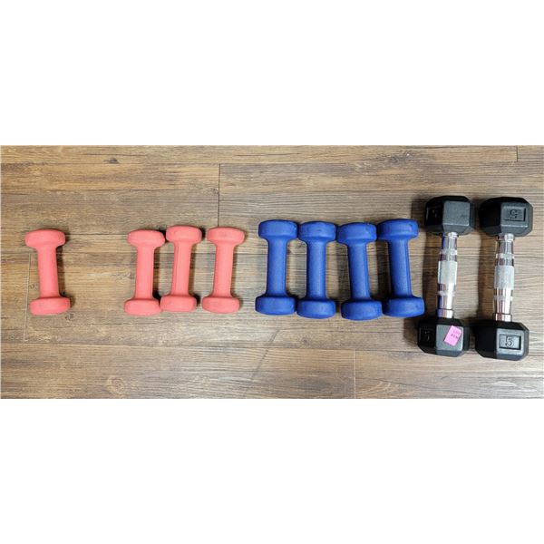 LOT OF 10 VARIOUS SIZE HAND WEIGHTS