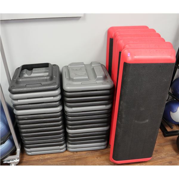 LARGE LOT OF 6 STEP WORKOUT PLATFORMS AND RISERS