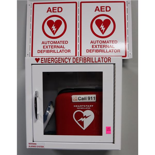EMERGENCY HEARTSTART DEFIBRILLATOR IN WALL MOUNTED