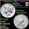 ***Auction Highlight*** 1921-p Peace Dollar $1 Graded ms62 details By SEGS (fc)