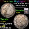 ***Auction Highlight*** 1796 BB-61, B-4 Draped Bust Dollar $1 Graded au53 By SEGS (fc)