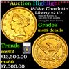 ***Auction Highlight*** 1858-c Charlotte Gold Liberty Quarter Eagle $2 1/2 Graded ms62 details By SE