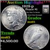 ***Auction Highlight*** 1928-p Peace Dollar $1 Graded ms65 By SEGS (fc)
