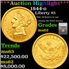***Auction Highlight*** 1844-o Gold Liberty Half Eagle $5 Graded ms62 By SEGS (fc)
