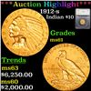 ***Auction Highlight*** 1912-s Gold Indian Eagle $10 Graded ms61 By SEGS (fc)