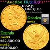 ***Auction Highlight*** 1852-p Gold Liberty Eagle $10 Graded ms62 By SEGS (fc)