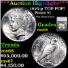 ***Auction Highlight*** 1925-p TOP POP! Peace Dollar $1 Graded ms68 By SEGS (fc)