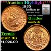***Auction Highlight*** 1865 Indian Cent 1c Graded ms65 rb By SEGS (fc)