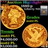 ***Auction Highlight*** 1880-p Gold Liberty Eagle $10 Graded ms62 PL By SEGS (fc)