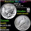 ***Auction Highlight*** 1921-p Peace Dollar $1 Graded ms63 details By SEGS (fc)