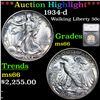 ***Auction Highlight*** 1934-d Walking Liberty Half Dollar 50c Graded ms66 By SEGS (fc)