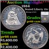 Proof ***Auction Highlight*** 1884 Seated Liberty Quarter 25c Graded pr66 cam By SEGS (fc)