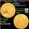***Auction Highlight*** 1928-p Gold Indian Quarter Eagle $2 1/2 Graded ms65 By SEGS (fc)