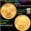 ***Auction Highlight*** 1909-s Gold St. Gaudens Double Eagle $20 Graded ms66 By USCG (fc)