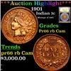 Proof ***Auction Highlight*** 1901 Indian Cent 1c Graded Gem+ Proof Cameo RB By USCG (fc)
