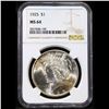 Image 2 : NGC 1925-p Peace Dollar $1 Graded ms64 By NGC