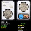 Image 1 : NGC 1921-p Morgan Dollar $1 Graded ms62 By NGC