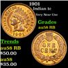 1901 Indian Cent 1c Grades Au58 RB