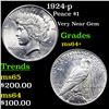 1924-p Peace Dollar $1 Grades Choice+ Unc