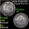 1826 O-105 R3 Capped Bust Half Dollar 50c Grades f+