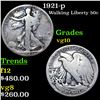1921-p Walking Liberty Half Dollar 50c Grades vg+