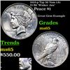 1923-p Top 50 Vam 1A1 I3 R6 'Wisker Jaw' Peace Dollar $1 Grades GEM Unc