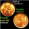 1945-p Lincoln Cent 1c Grades GEM++ Unc RD