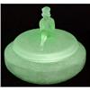 Image 1 : JACKIE Green Satin Glass Art Deco Powder Jar #2308632